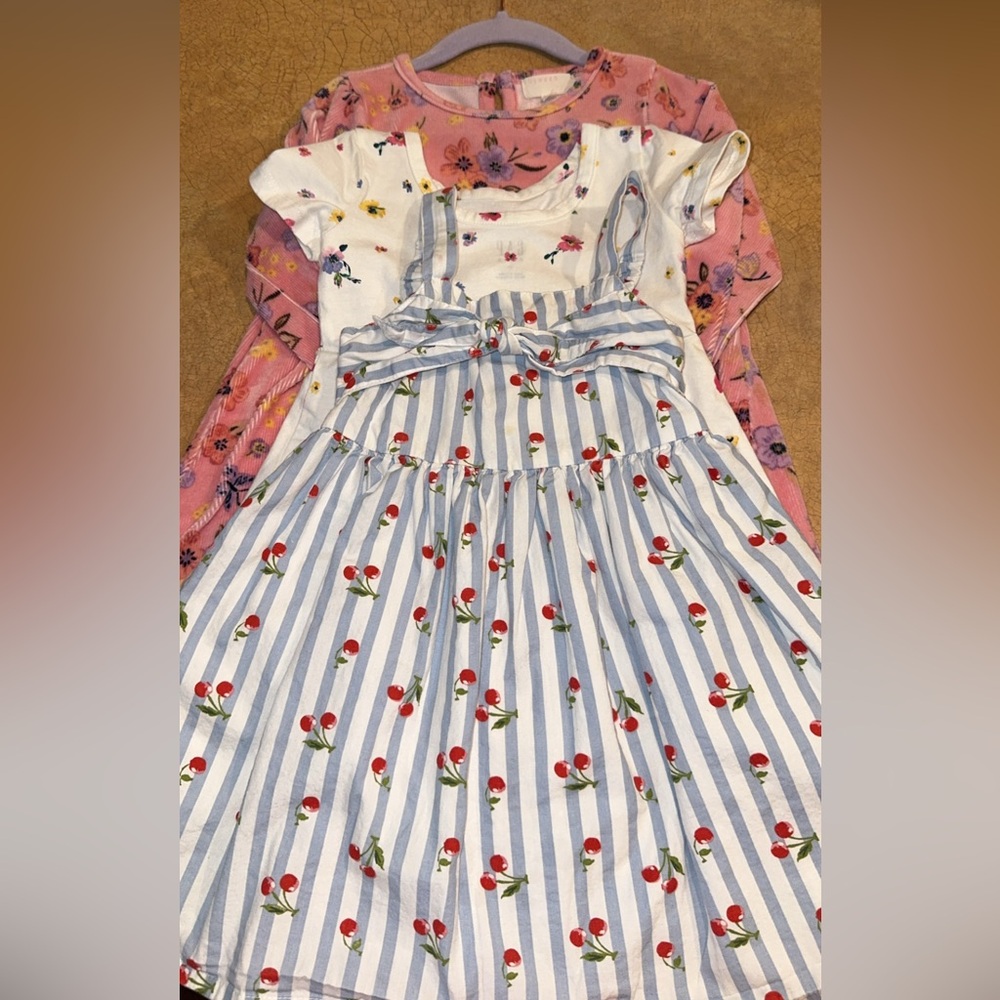 Floral and Striped Dress Set